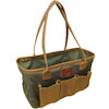 Garden Tote Bag - Green Waxed Cotton / Brown Suede