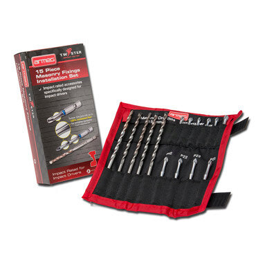 Armeg Masonry Fixing Bits Set - For Impact Drivers - 15 Piece