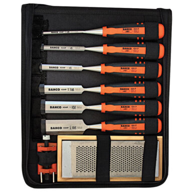 Bahco Chisel Set 424P - 6 Wood Chisels, Stone & Guide