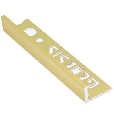 Genesis Bright Brass Tile Trim 10mm - Aluminium Straight 2.5m