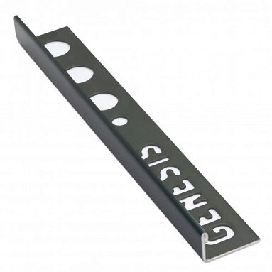 Genesis Matt Black Tile Trim 10mm - Stainless Steel Straight 2.5m