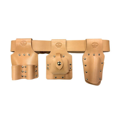 Scaffolding Tool Belt Set 4pc - Tan Leather - With XL Belt (41-50 in)