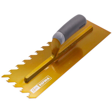 Refina Notched Tiling Trowel 14 Inch - 12mm Notch - Gold