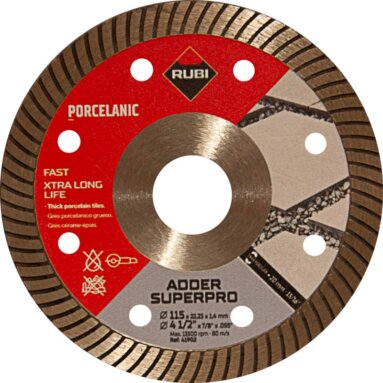 Rubi Adder Blade 115mm - For 20mm Thick Porcelain - Super Pro EXT