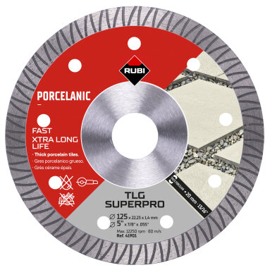 Rubi TLG 125 mm Diamond Blade for Thick Porcelain - Superpro