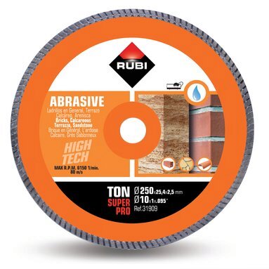 Rubi TON 250 mm Diamond Blade - Abrasive Turbo Blade Superpro