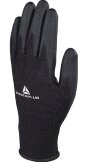 Delta Plus VE702PN Black Polyester Knitted Gloves PU Coated