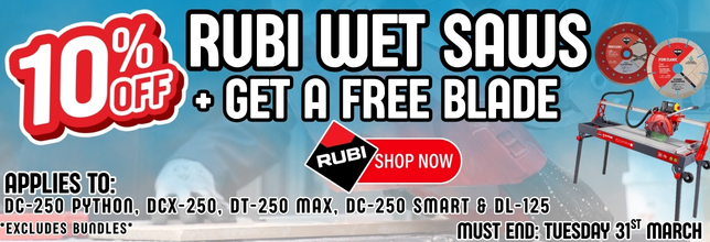 Rubi wet cutters - 10% off + free blade